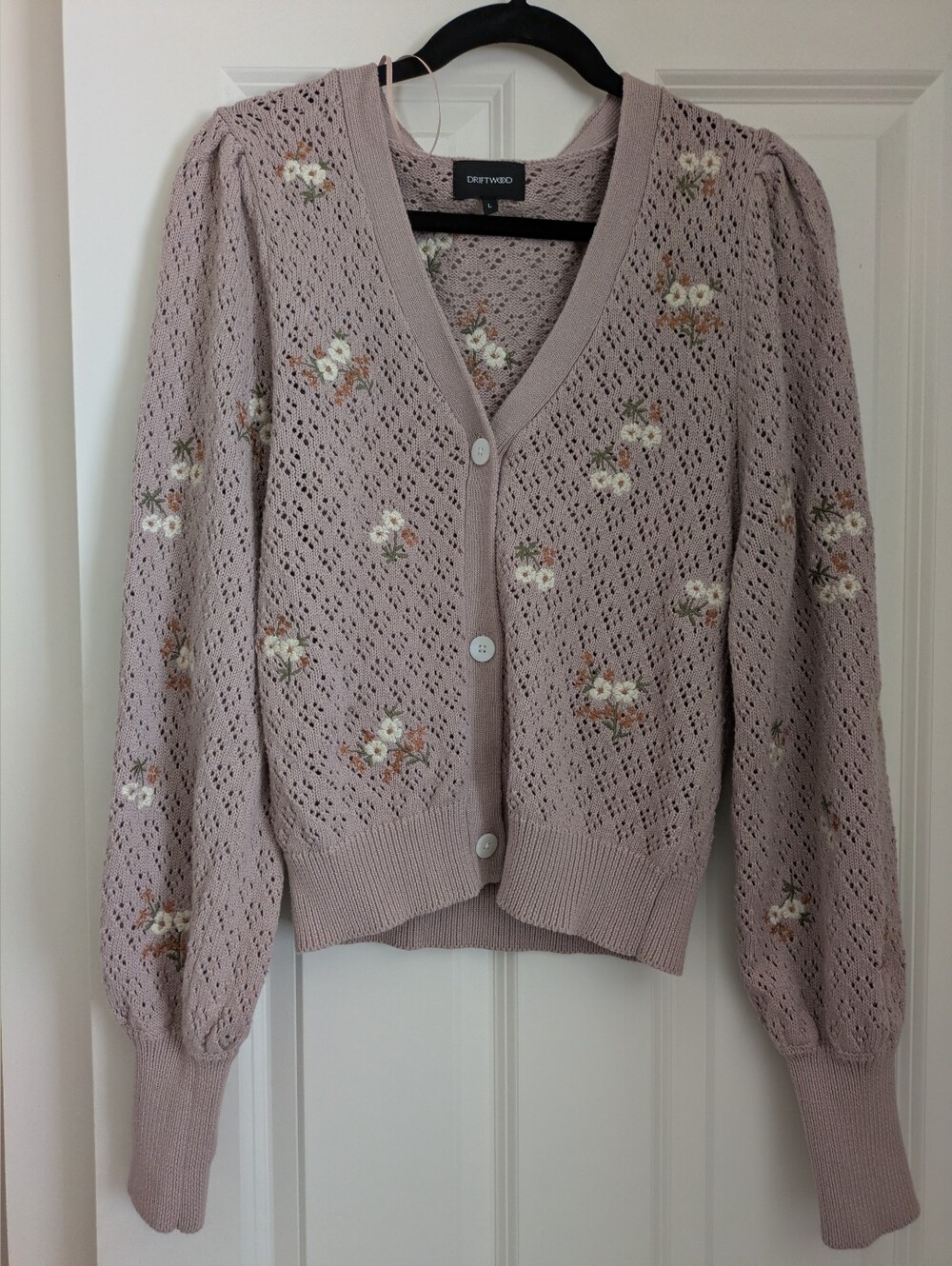 Driftwood Floral Knit Cardigan L